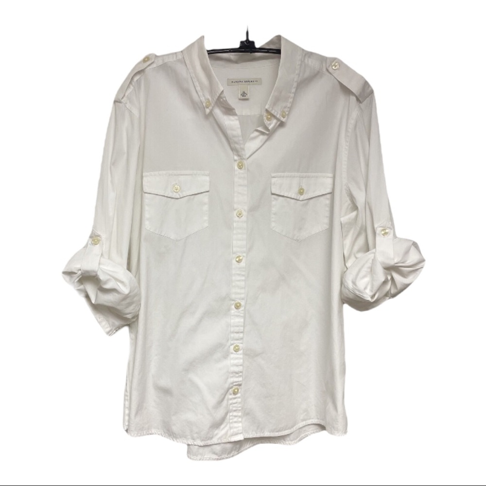 White Cotton Classic Blouse Banana Republic Size XL